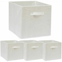 DUNEDESIGN 4 Boîtes De Rangement Kallax 33x38x33 Cube En Tissu Avec Poignée Panier Pliable - Weiss