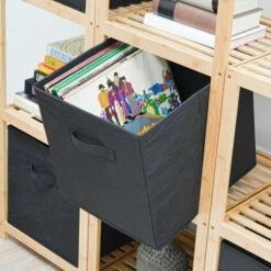 DUNEDESIGN 4 Boîtes De Rangement Kallax 33x38x33 Cube En Tissu Avec Poignée Panier Pliable - Schwarz -Outillage Soldes Boutique 35628779 5