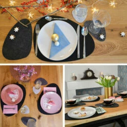 DUNEDESIGN Galets En Feutre Set De Table 16 Pièces Dessous De Plats 4 Résistant à Chaleur - Anthrazit Grau -Outillage Soldes Boutique 37735504 3