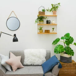 DUNEDESIGN Étagère Murale Bambou - 60x54x15 Rangement En Bois à Poser Salle De Bain Cuisine - Naturfarben -Outillage Soldes Boutique 42533623 3