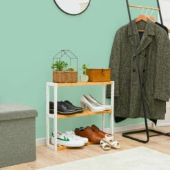 DUNEDESIGN Étagère Murale Bambou - 60x54x15 Rangement En Bois à Poser Salle De Bain Cuisine - Naturfarben -Outillage Soldes Boutique 42533623 4