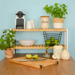 DUNEDESIGN Étagère Bambou - 70x33x26 Meuble Bois Salle De Bain Cuisine Rangement Chaussures - Weiss -Outillage Soldes Boutique 42735490 4