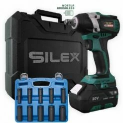 Clé à Chocs 20V Sans Fil Silex® 20V Moteur Brushless (1 X 6 Ah Batterie Lithium SLX ) + 10 Douilles à Choc