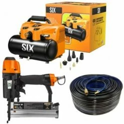 SILEX Compresseur Portatif 6L - 40V SLX® +2 Batteries Lithium 5 Ah + Cloueur Pneumatique 3en1 SLX 18 GA + Tuyau 5M