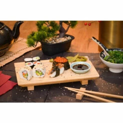 DUNEDESIGN 4 Assiettes De Service Pour Sushi - Plats En Bambou 27x16x4 Vaisselle Avec Bols - Braun -Outillage Soldes Boutique 44092478 3