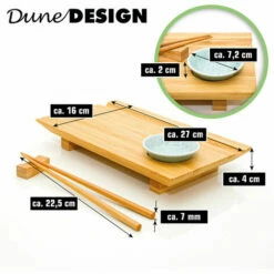 DUNEDESIGN 4 Assiettes De Service Pour Sushi - Plats En Bambou 27x16x4 Vaisselle Avec Bols - Braun -Outillage Soldes Boutique 44092478 5