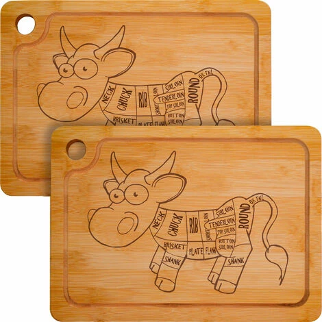 DUNEDESIGN 2x Planches à Découper 33x23cm épais 20mm Avec Rigole Pour Jus Bambou - Braun 3 DUNEDESIGN 2x Planches à Découper 33x23cm épais 20mm Avec Rigole Pour Jus Bambou - Braun