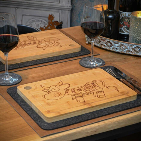 DUNEDESIGN 2x Planches à Découper 33x23cm épais 20mm Avec Rigole Pour Jus Bambou - Braun 4 DUNEDESIGN 2x Planches à Découper 33x23cm épais 20mm Avec Rigole Pour Jus Bambou - Braun – Image 2