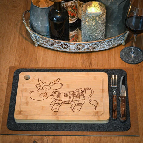 DUNEDESIGN 2x Planches à Découper 33x23cm épais 20mm Avec Rigole Pour Jus Bambou - Braun 6 DUNEDESIGN 2x Planches à Découper 33x23cm épais 20mm Avec Rigole Pour Jus Bambou - Braun – Image 4