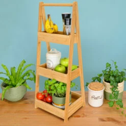 DUNEDESIGN 100% Bambou Etagère De Bain Avec 3 Paniers En Bois - 30x26x78 Cuisine Et Bain - Braun -Outillage Soldes Boutique 47040124 4