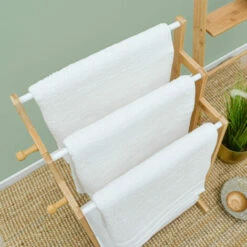 DUNEDESIGN Porte Serviette En Bambou - 45x35x84 Sèche Serviettes Sur Pied - Salle De Bain - Braun -Outillage Soldes Boutique 48096562 5