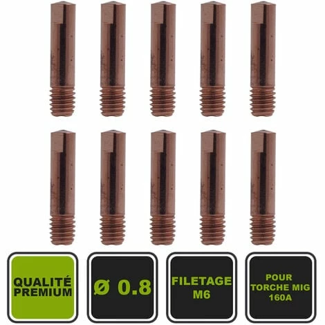 SILEX Lot De 10 Tubes De Contact Pour Torches MIG 160A ø 0.8 / M6x25 3 SILEX Lot De 10 Tubes De Contact Pour Torches MIG 160A ø 0.8 / M6x25