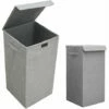 DUNEDESIGN 50L Panier à Linge Sale Avec Couvercle - 30x30x60 Bac De Rangement Pliable Gris - Grau -Outillage Soldes Boutique 59197513 1
