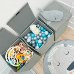 DUNEDESIGN Lot De 3 : 50L Panier à Linge Sale Avec Couvercle - 30x30x60 Bac De Rangement XL - Grau -Outillage Soldes Boutique 65180645 4