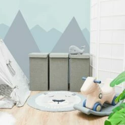 DUNEDESIGN Lot De 3 : 50L Panier à Linge Sale Avec Couvercle - 30x30x60 Bac De Rangement XL - Grau -Outillage Soldes Boutique 65180645 5