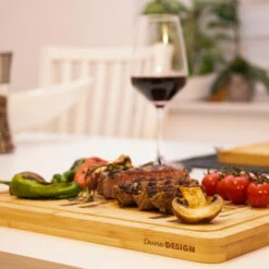 DUNEDESIGN Set De 4 Planches à Steak En Bambou - Bois Massif - 33x23cm Avec Rigole Pour Jus - Braun -Outillage Soldes Boutique 65390230 3