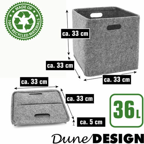 DUNEDESIGN 2 Cubes De Rangement 33x33x33 Box Rangement Compatible Avec Etagere Ikea Kallax - Grau 4 DUNEDESIGN 2 Cubes De Rangement 33x33x33 Box Rangement Compatible Avec Etagere Ikea Kallax - Grau – Image 2