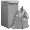 DUNEDESIGN 50L Panier à Linge Sale Avec Couvercle Et Sac à Linge 30x30x60 Bac De Rangement - Grau -Outillage Soldes Boutique 73824430 1
