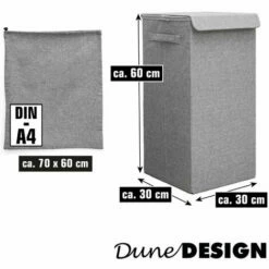 DUNEDESIGN 50L Panier à Linge Sale Avec Couvercle Et Sac à Linge 30x30x60 Bac De Rangement - Grau -Outillage Soldes Boutique 73824430 3