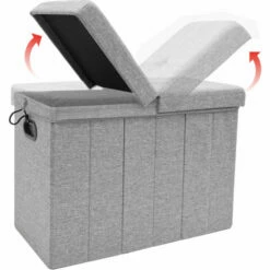 DUNEDESIGN 85l Panier à Linge Avec Couvercle & Sac à Linge 62x31 Panier à Linge Avec Siège - Grau -Outillage Soldes Boutique 75989440 3