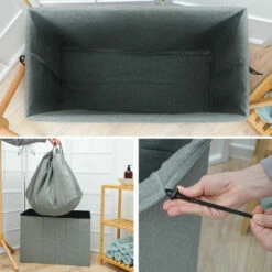 DUNEDESIGN 85l Panier à Linge Avec Couvercle & Sac à Linge 62x31 Panier à Linge Avec Siège - Grau -Outillage Soldes Boutique 75989440 4