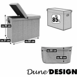 DUNEDESIGN 85l Panier à Linge Avec Couvercle & Sac à Linge 62x31 Panier à Linge Avec Siège - Grau -Outillage Soldes Boutique 75989440 5