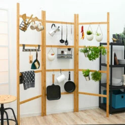 DUNEDESIGN Paravent Interieur 3 Panneaux à Remplir 180x180 Brise Vue Mobile Étagère Plantes - Braun -Outillage Soldes Boutique 77774767 3